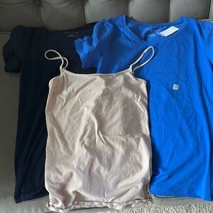 LOFT Blue Fitted Short Sleeve Tee